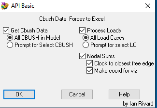 Cbush Forces to excel GUI