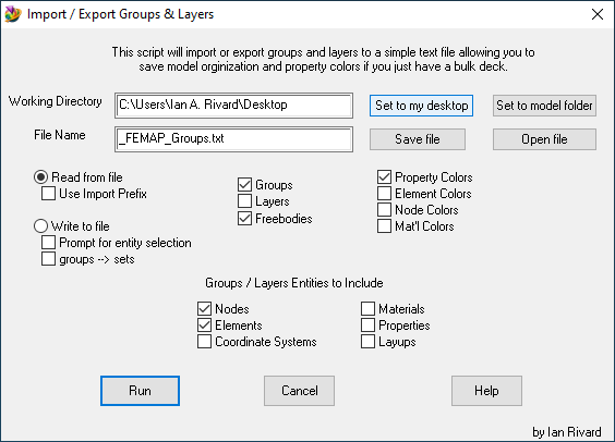 import export groups layers gui