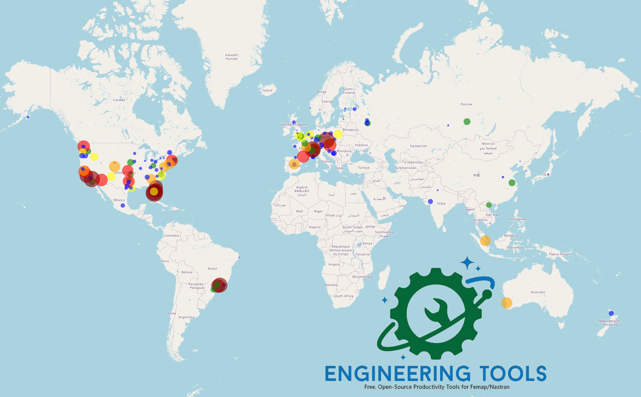 Who uses engineering tools - Map of where users are